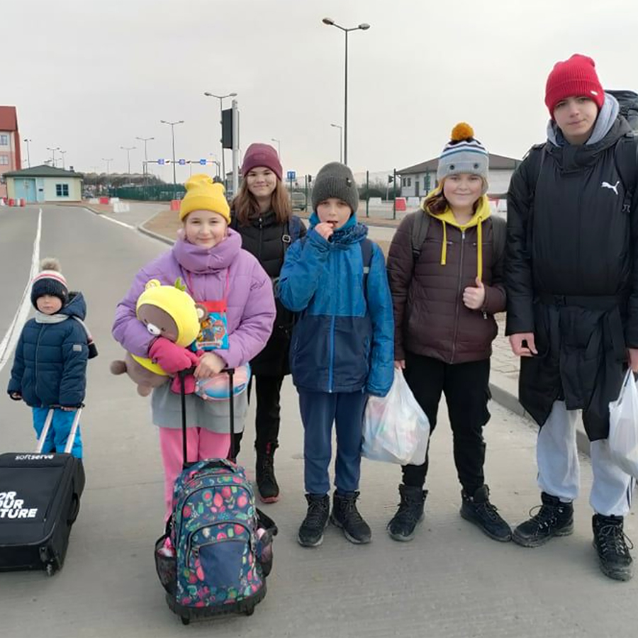 Nataliya's family at the Ukraine/Poland border